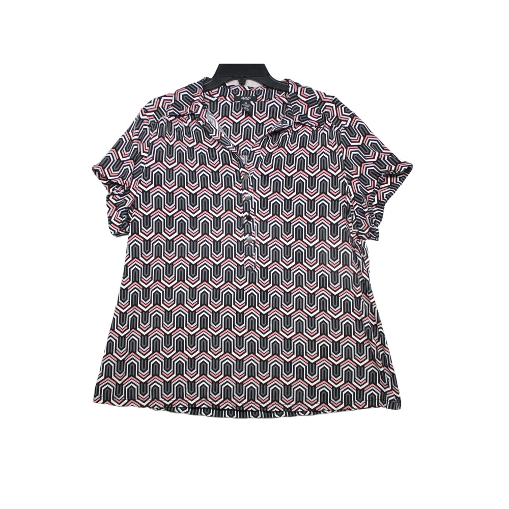 ALFANI‎ WOMAN Geometric Print Modern Button-Front Blouse Women's Size 2X
